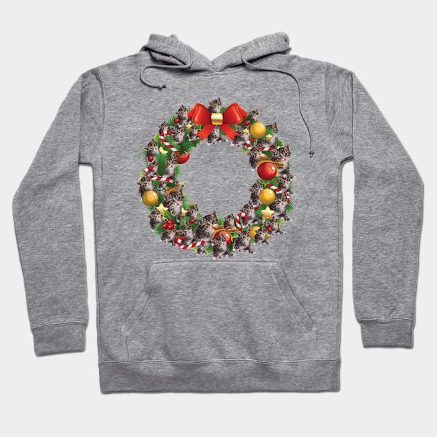 Kittens Multiface Christmas Wreath Hoodie by Rebus28